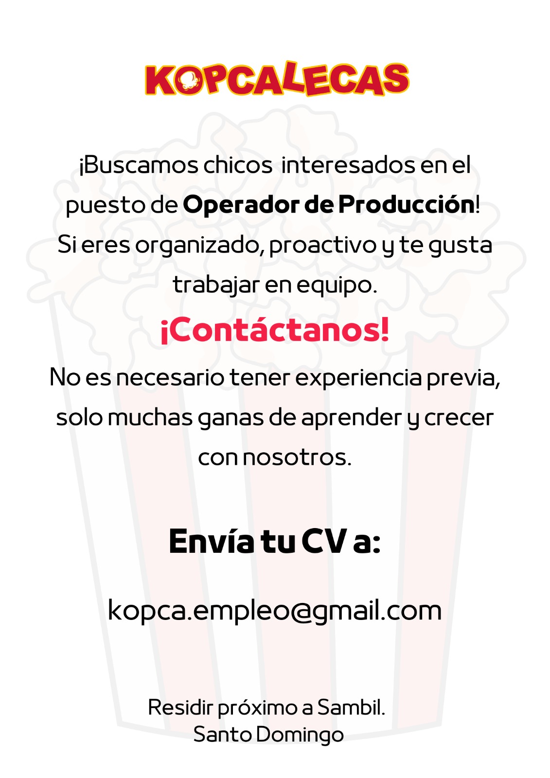 empleos disponibles - VACANTE SERV. AL CLIENTE Y OPERADOR DE PRODUCCION 1