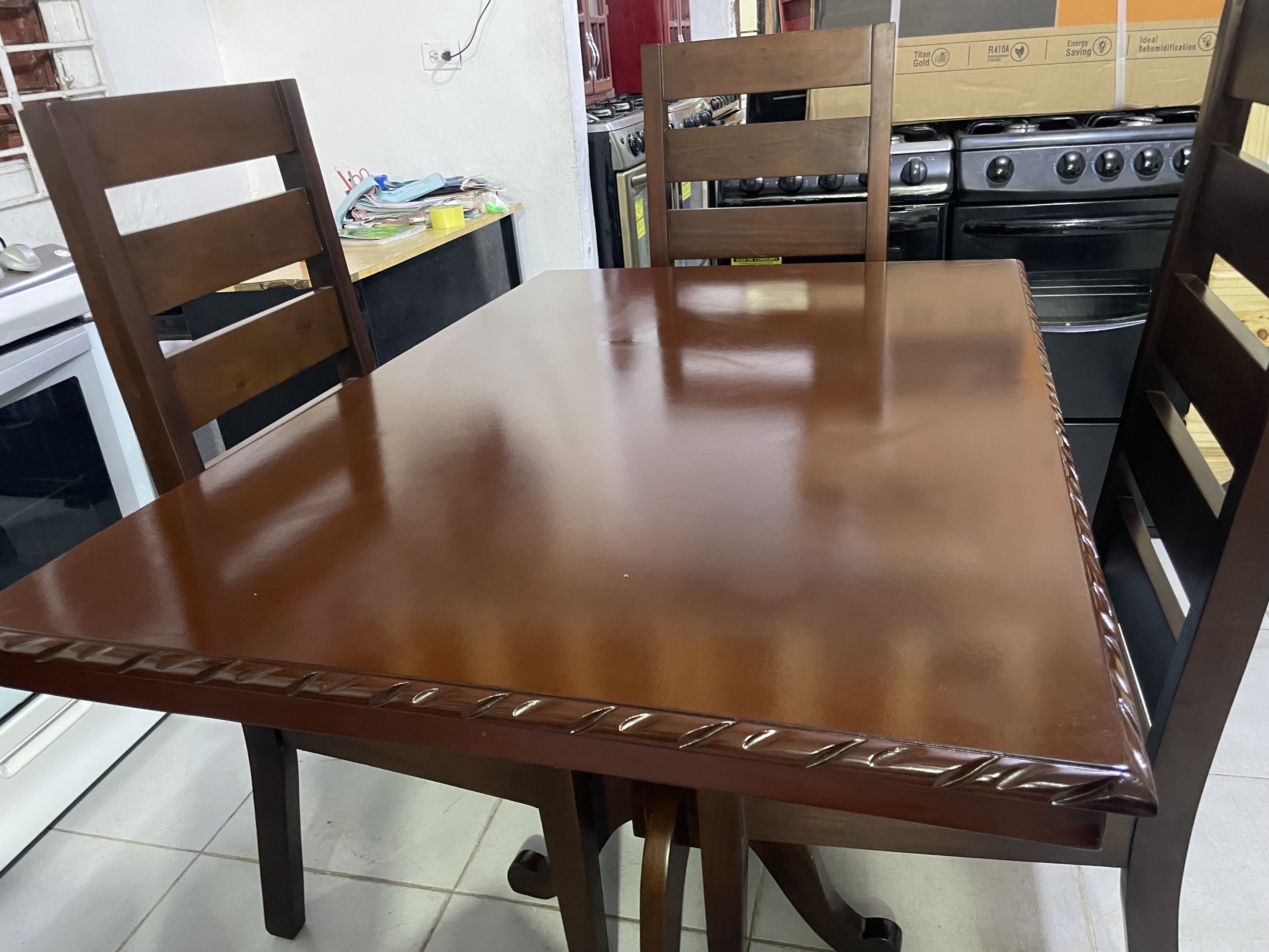 muebles y colchones - Juego de comedor 4 sillas elaborado en caoba Criollas con garantías 3