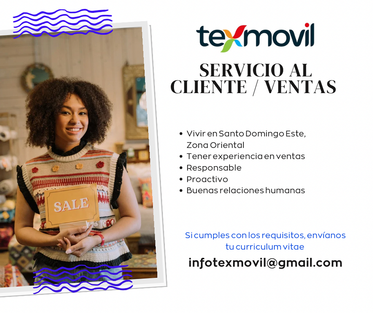 empleos disponibles - Vendedora Texmovil San Isidro 