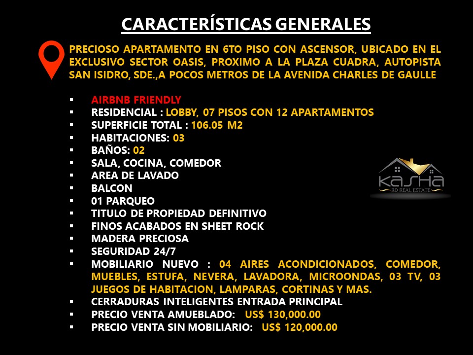 apartamentos -  VENTA APARTAMENTO, 6TO PISO ASCENSOR, SECTOR OASIS, PROX AUTOPISTA SAN ISIDRO 9
