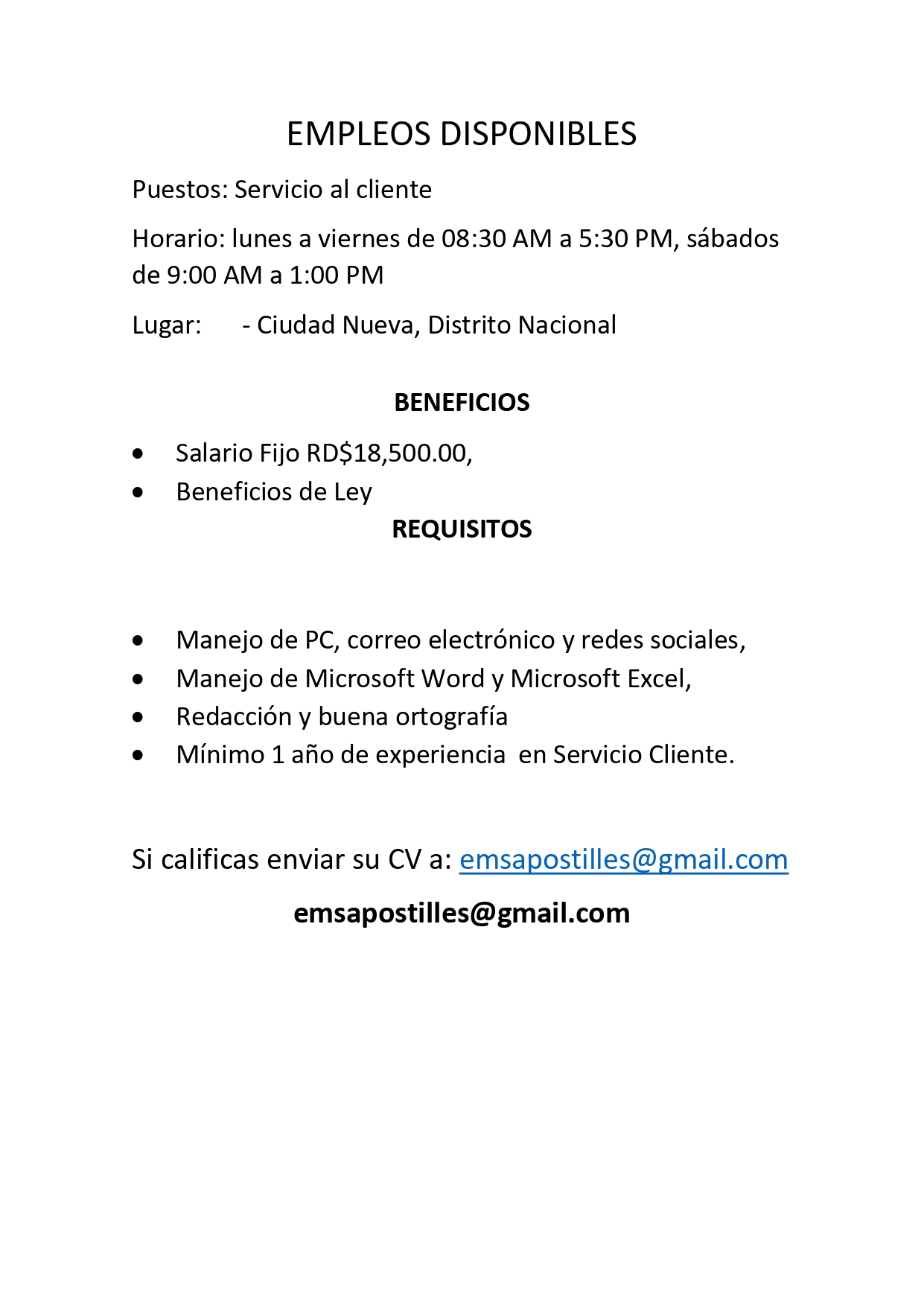 empleos disponibles - Se busca personal para el area de Servicio al cliente.  1