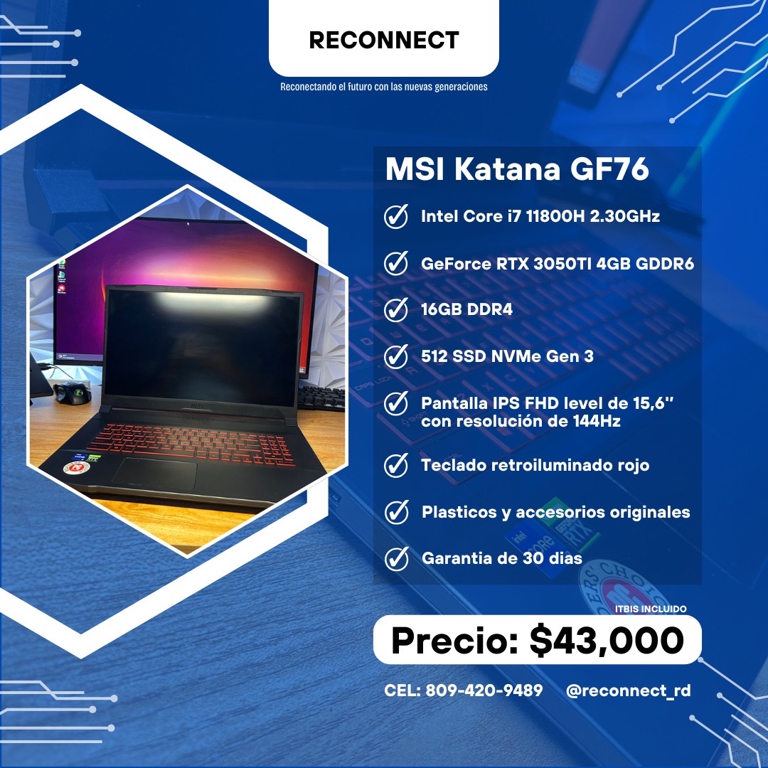 computadoras y laptops - MSI Katana GF76 11UD 3050TI 0