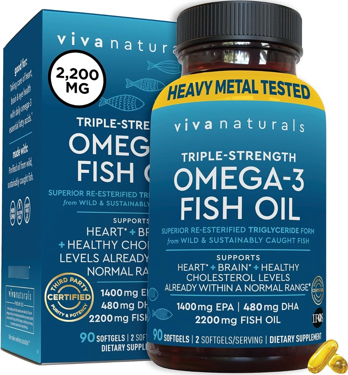 Salud y Equipamiento Médico - Omega 3 2200 Mg 90 capsulas Viva Natural 0