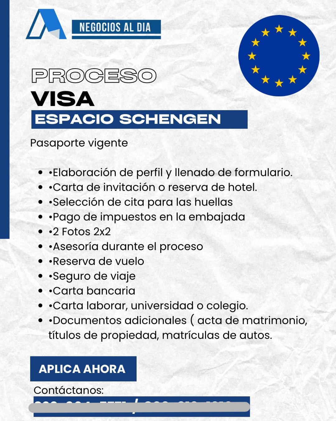 servicios profesionales - Proceso de VISA espacio Schengen 