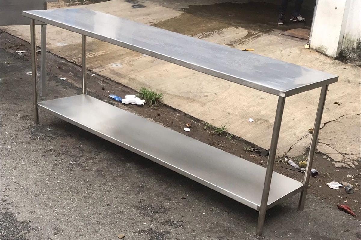 equipos profesionales - Mesa de Trabajo de 7 pies todo en acero inoxidable 0