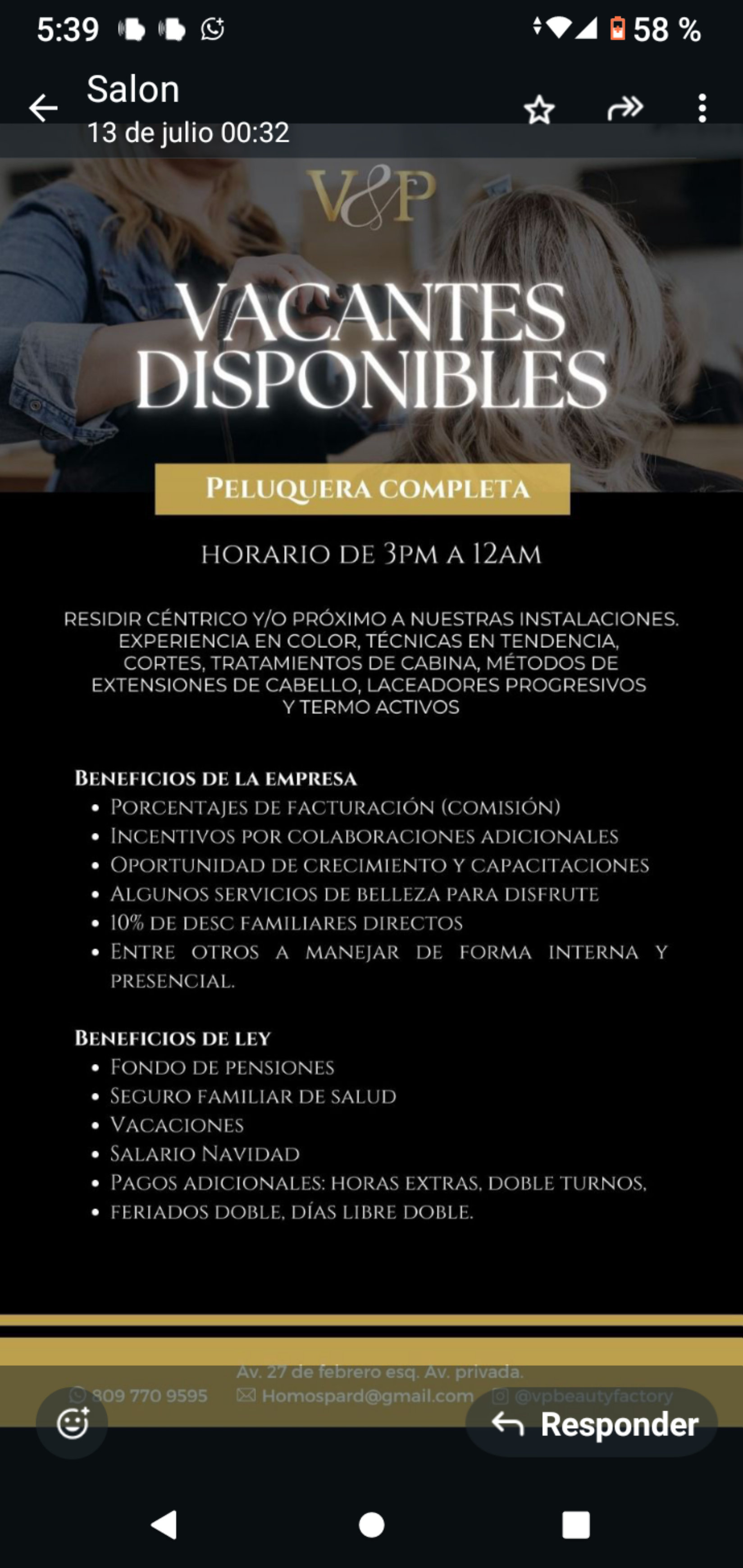 salud y belleza - se busca peluquera.