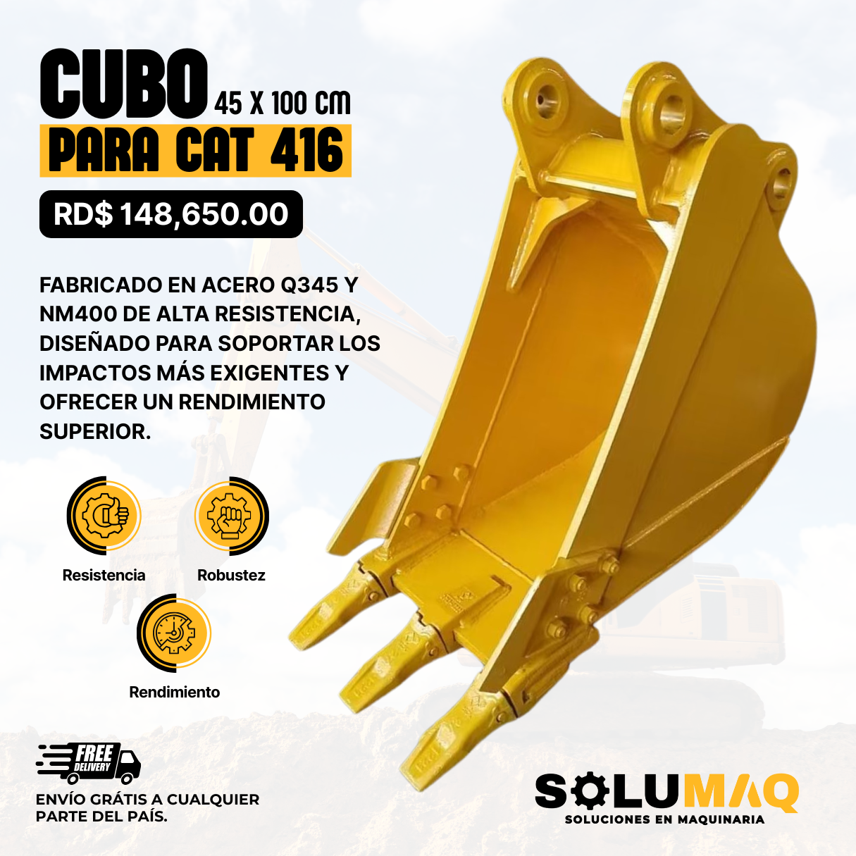 construccion e industrial - CUBO 45x100CM PARA RETRO PALA CAT 416