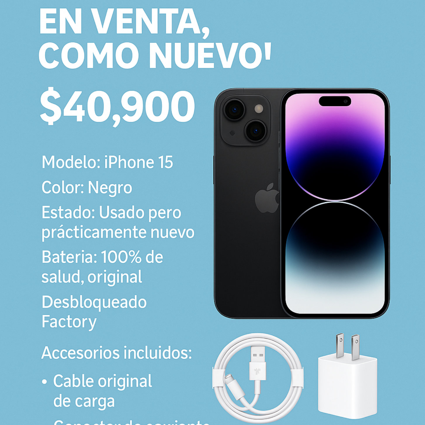 celulares y tabletas -  oferta mes de los padres - iPhone 15 como nuevo listo para usar de inmediato 0