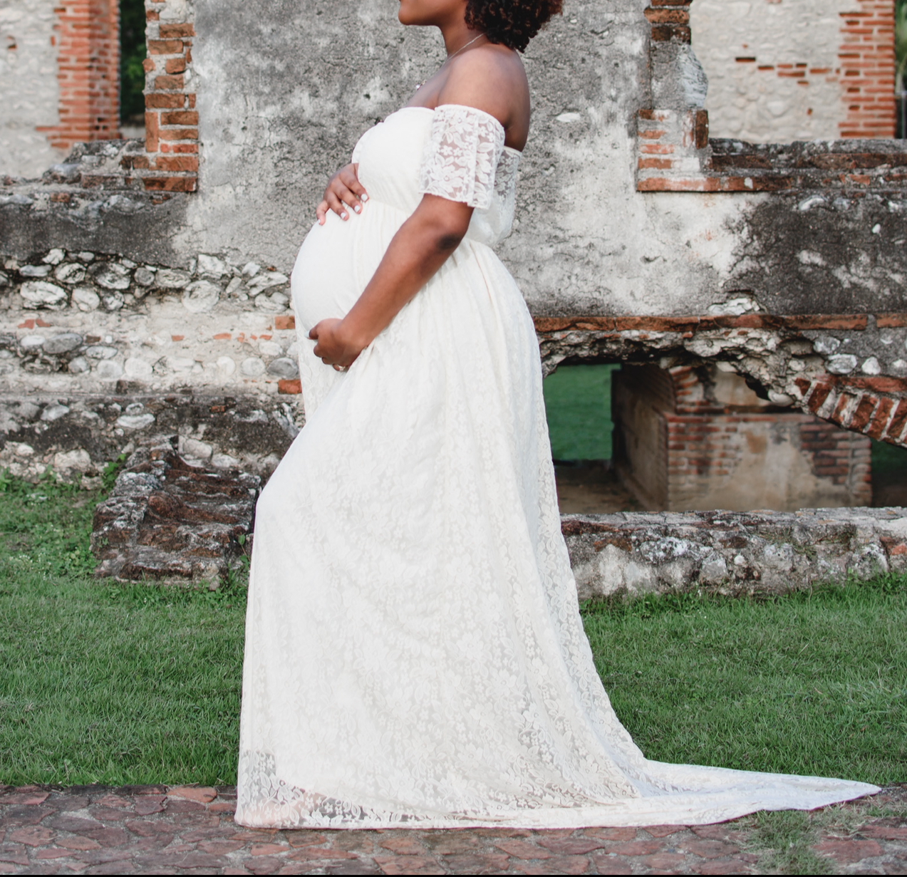 ropa para mujer - Vestido para fotos de embarazo (color blanco hueso 0