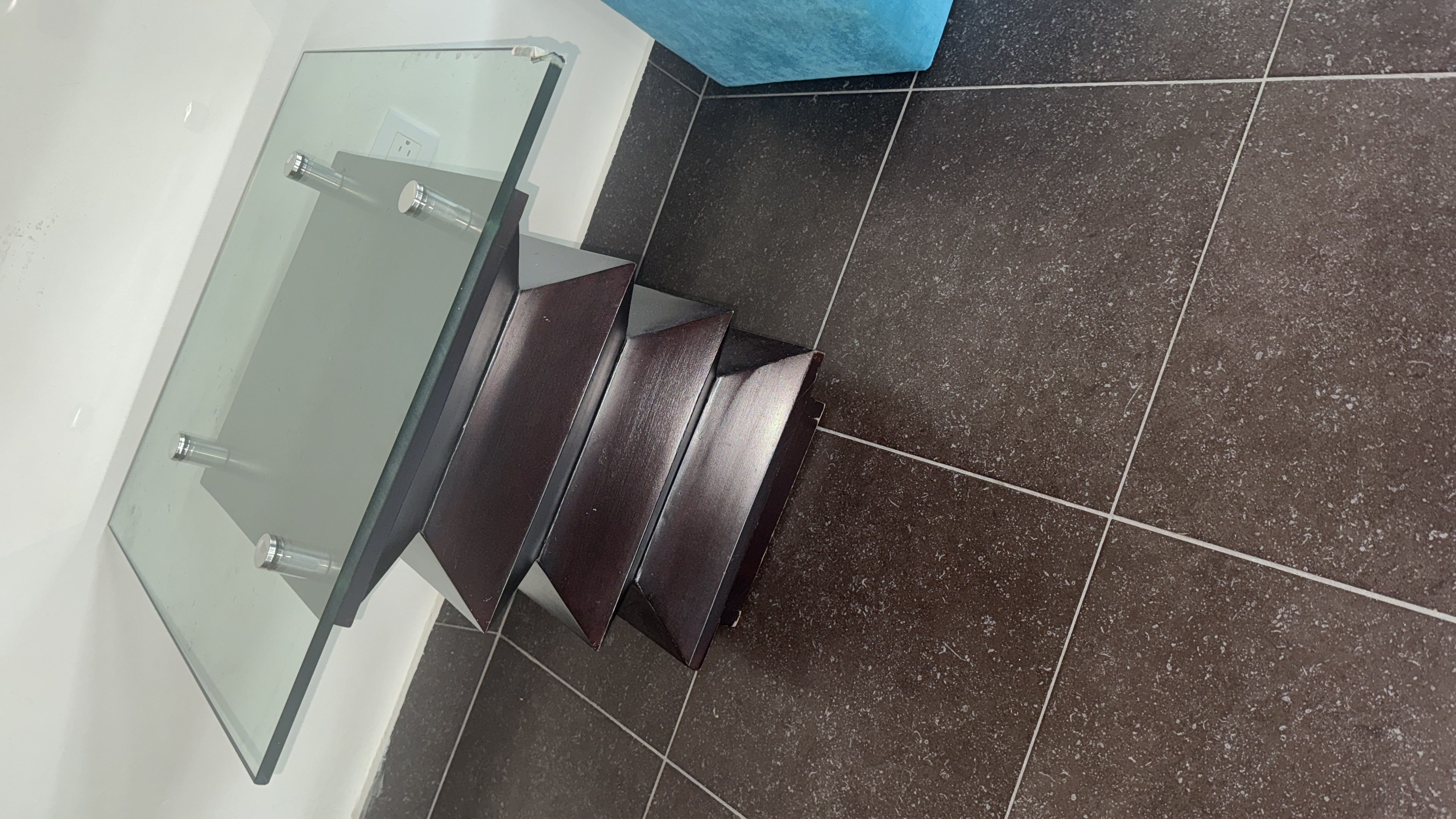 muebles y colchones - Mesas de caoba tope de cristal  1