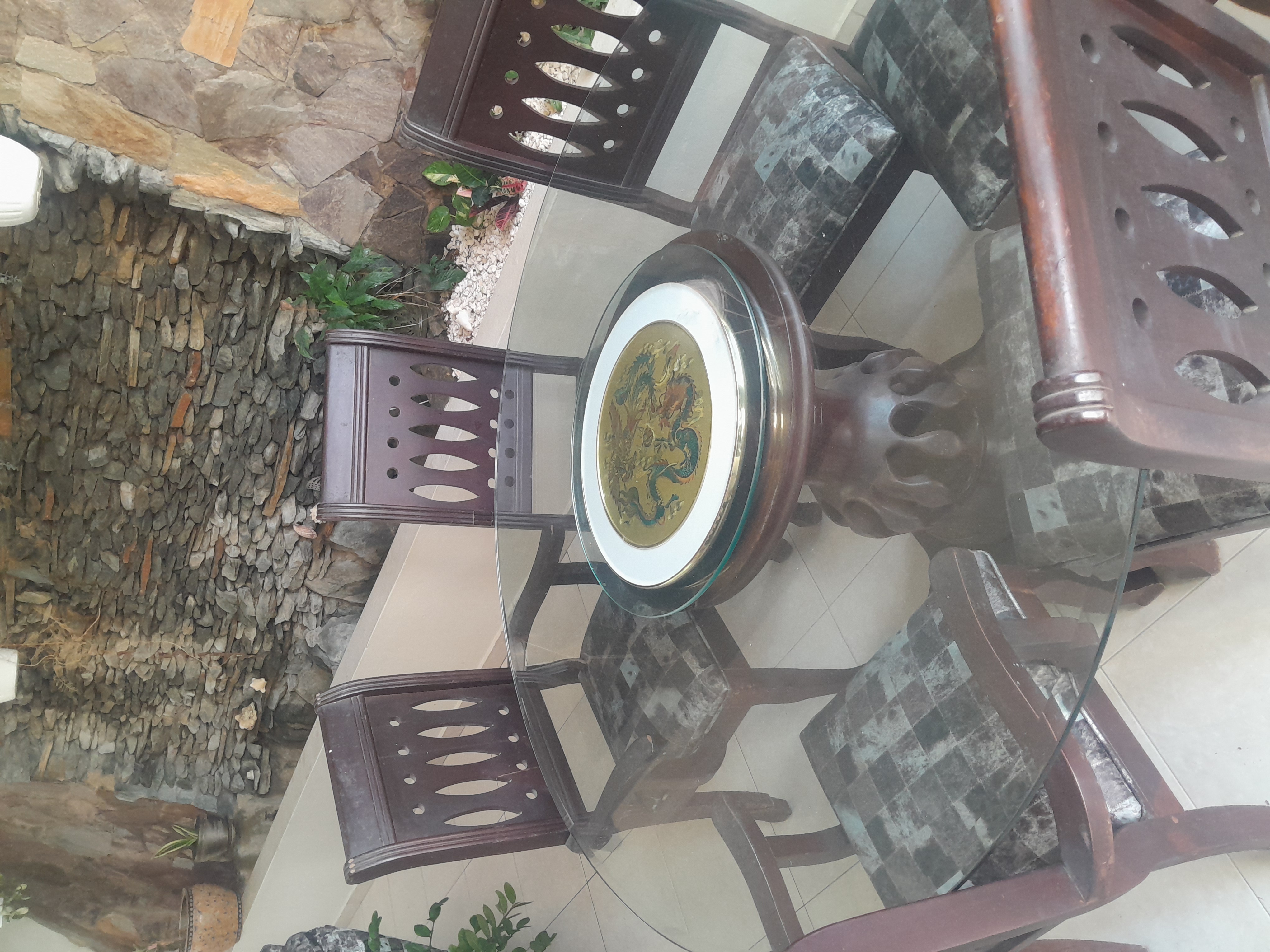 muebles y colchones - JUEGO COMEDOR 6 SILLAS , MESA TOPE DE CRISTAL 4