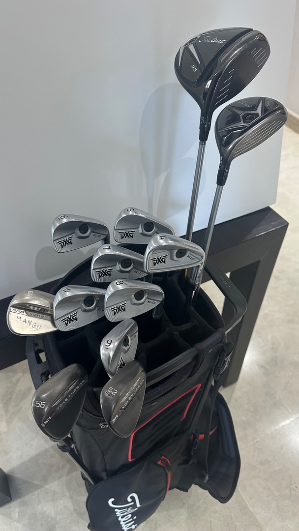 deportes - Juego de palos de Golf PXG con Wedges, Driver y Madera 3, con saqueta Titleist.
 1