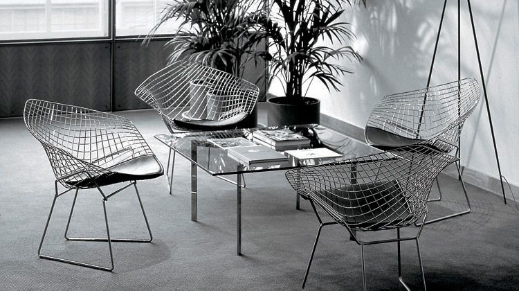 decoración y accesorios - Silla de salón Harry Bertoia diseño diamante Knoll hebilla marco cromado.  3