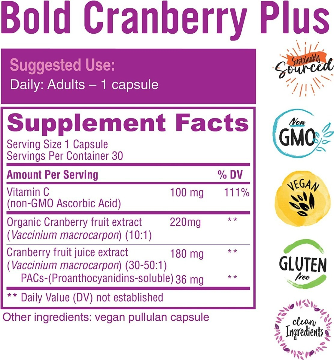 Salud y Equipamiento Médico - Cranberry 30 Cap Bold Botanica 1