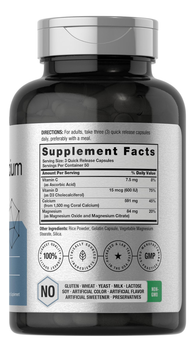 Salud y Equipamiento Médico - Coral Calcio + Magnesio 1500mg 150cap Horbaach 1