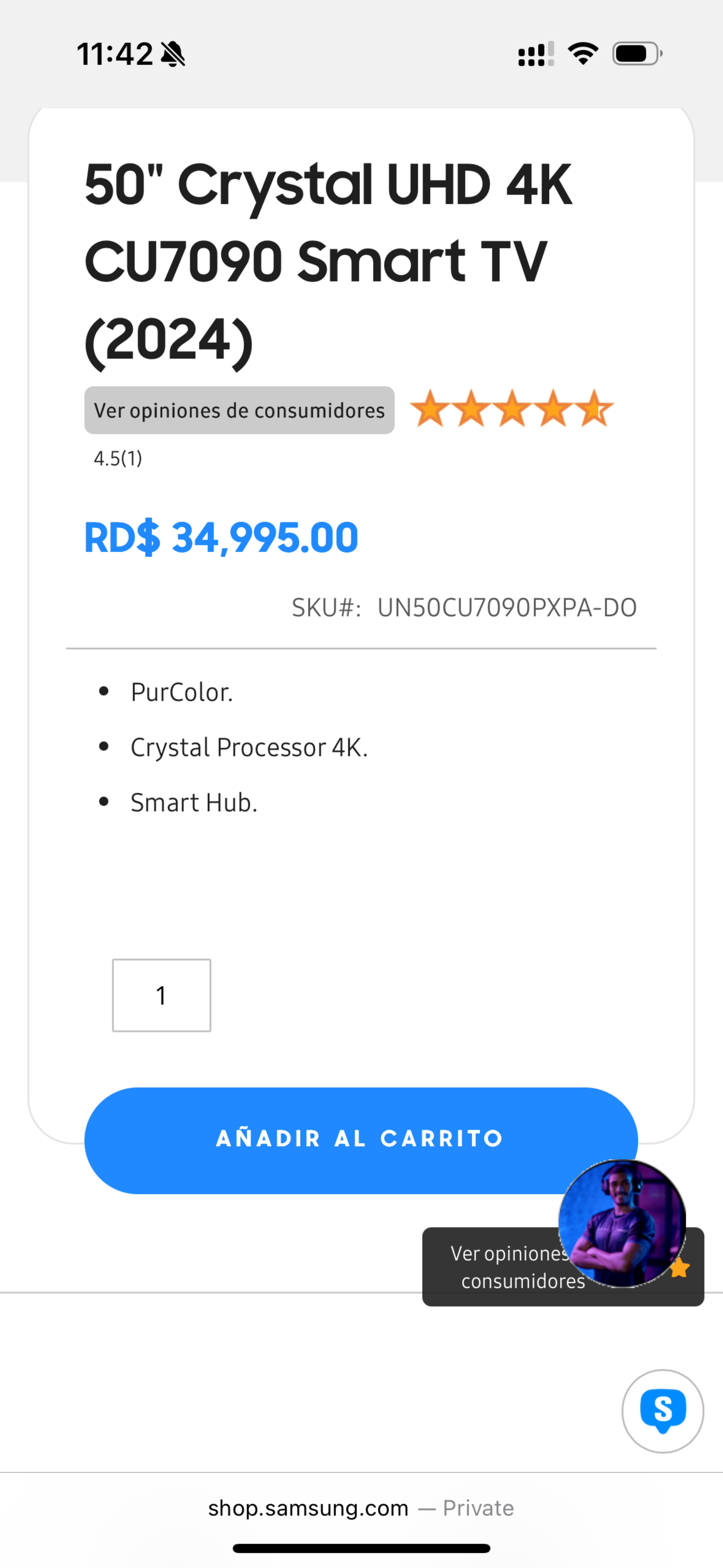 tv - Television 50” Samsung Crystal HD CU 7090. 
 2