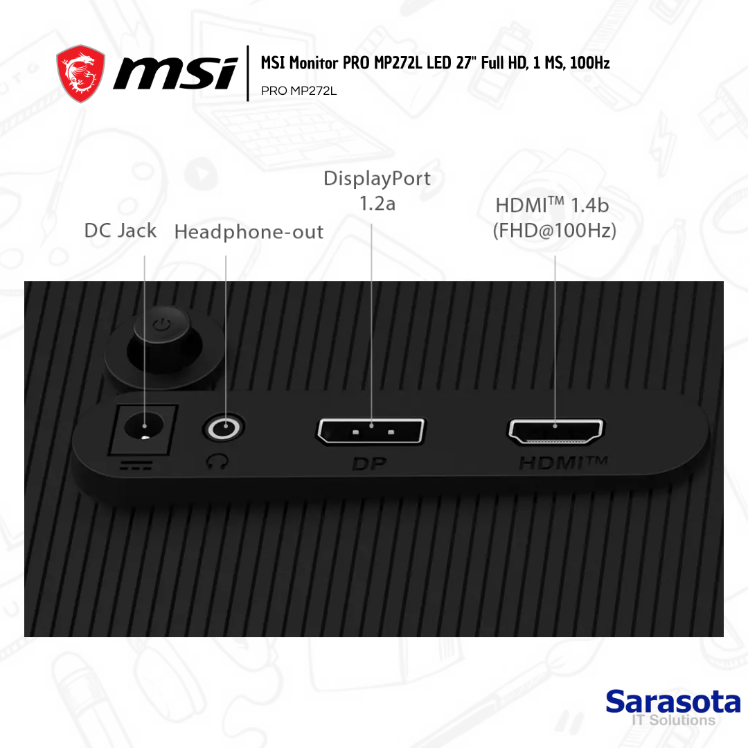 computadoras y laptops - MSI Monitor PRO MP272L LED 27" Full HD,1 MS,100Hz 1