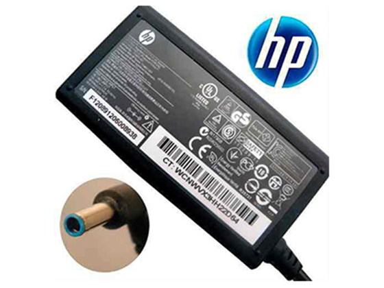 computadoras y laptops - CARGADOR FUENTE HP PUNTA AZUL  LAPTOP HP 65 WATTS  1