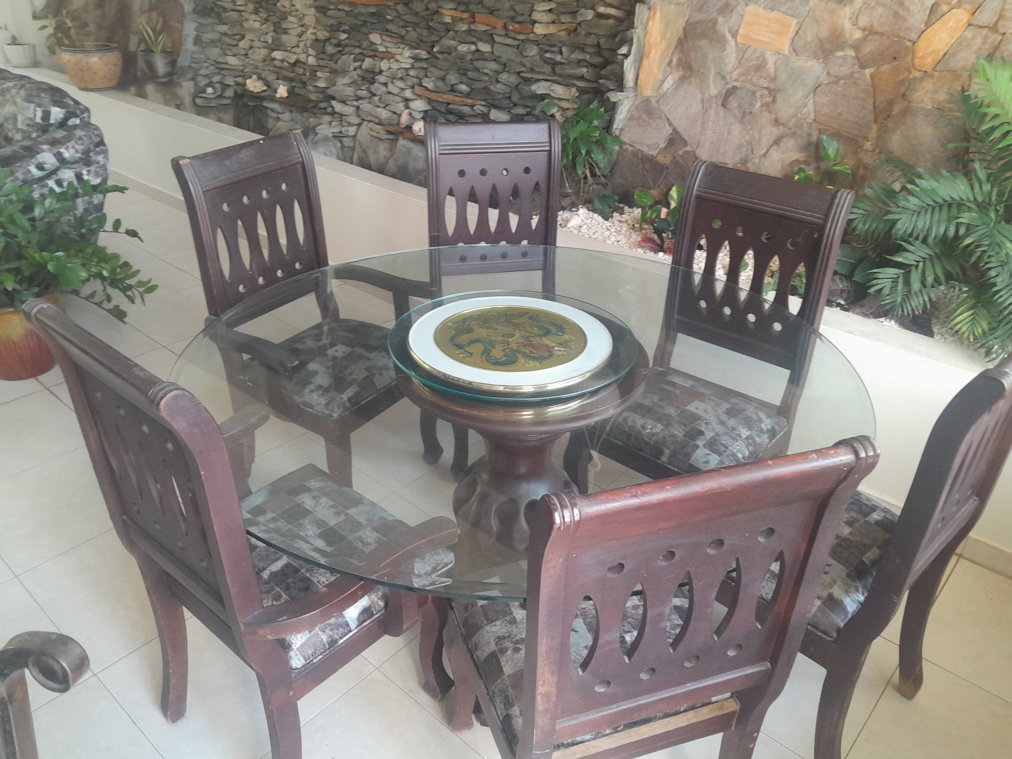 muebles y colchones - JUEGO COMEDOR 6 SILLAS , MESA TOPE DE CRISTAL 3