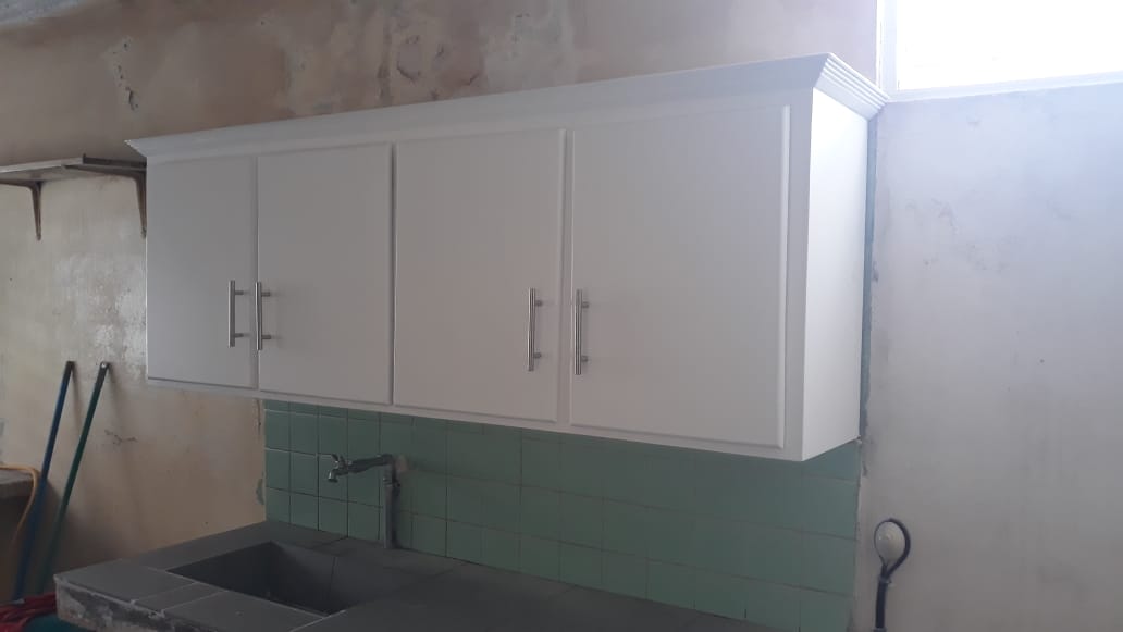 muebles y colchones - Gabinete de cocina en madera blanco (resistente a la carcoma y la humedad)  0