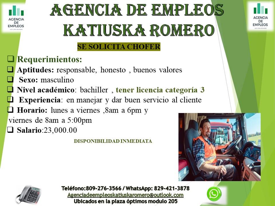 empleos disponibles - chofer categoria 3 1