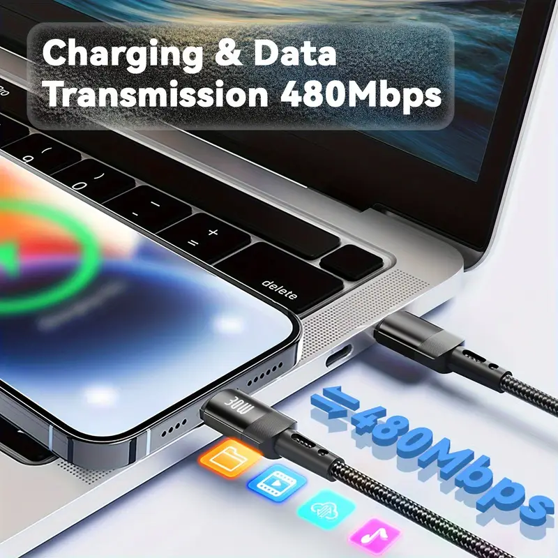 accesorios para electronica - PD30W Max Cable Cargador para Cable USB-C a iOS 1
