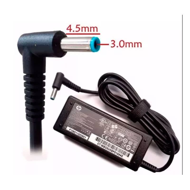 computadoras y laptops - CARGADOR FUENTE HP PUNTA AZUL  LAPTOP HP 65 WATTS  1