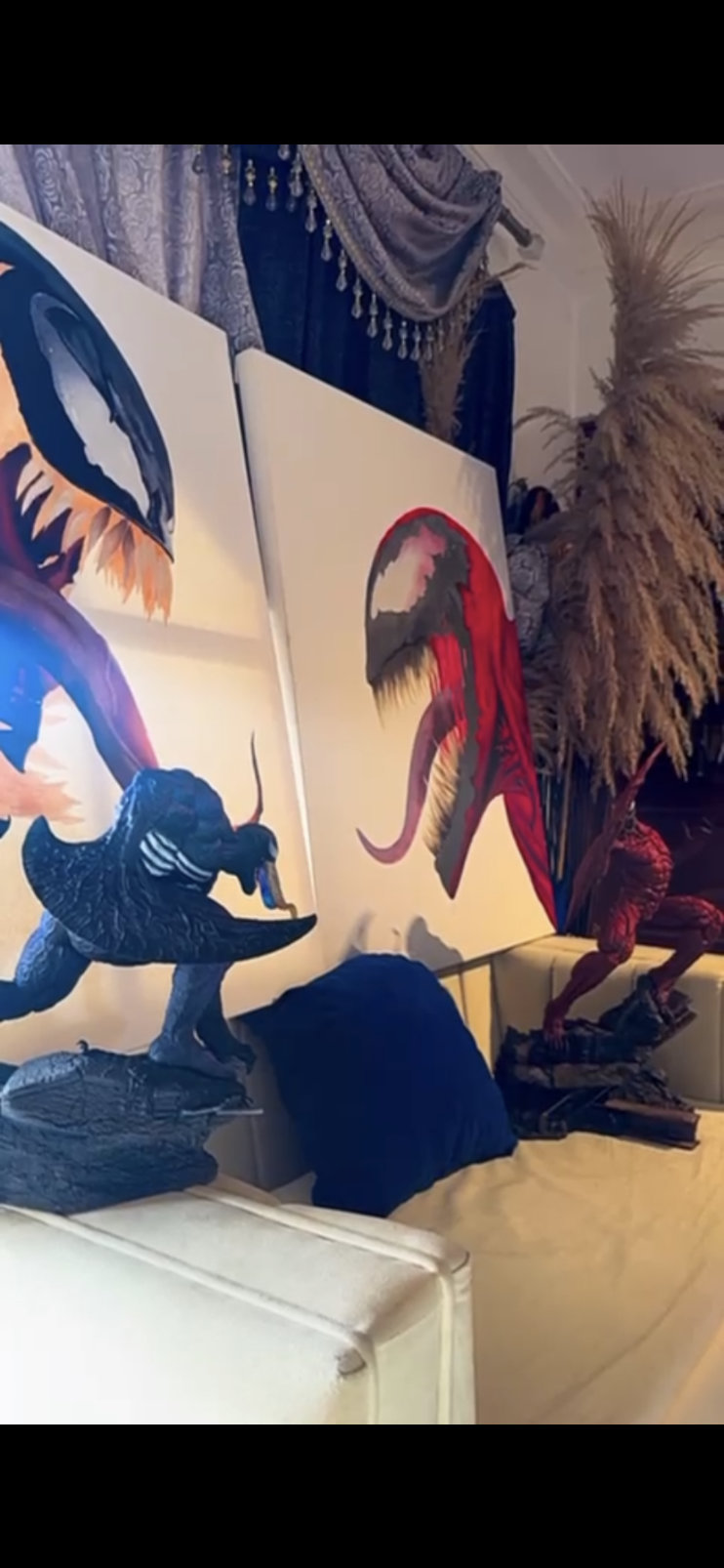 hobby y coleccion - “Arte a Otro Nivel: Venom Hecho a Mano en Lienzo y Figura 3D Fans” 3