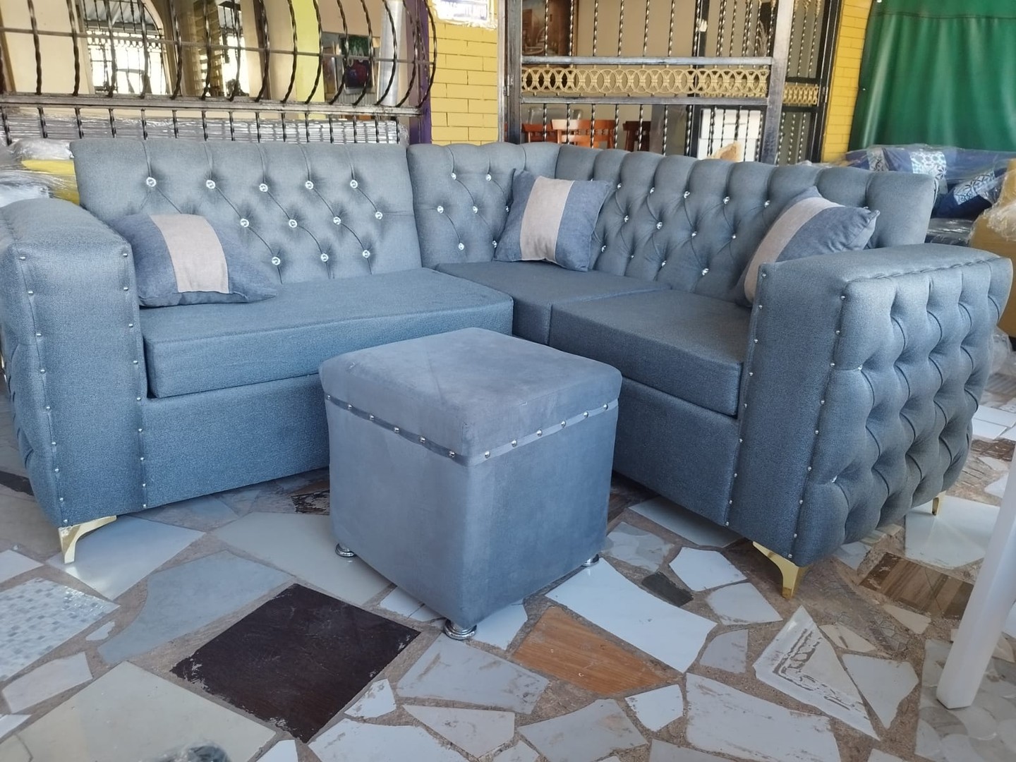 muebles y colchones - mueble sofa capitoniado moderno 1