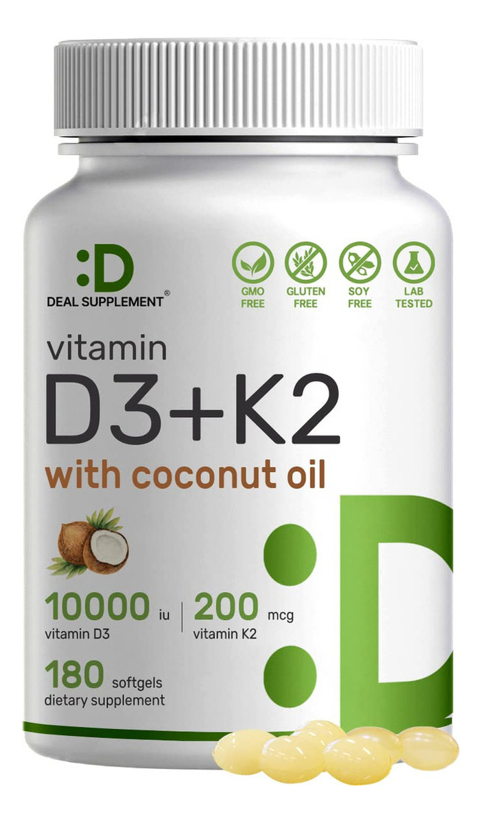 Salud y Equipamiento Médico - Vitamina D3 K2 10000 Ui Corazon Huesos Dientes 180 Capsulas 1