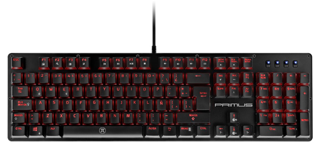 computadoras y laptops - TECLADO PRIMUS GAMING, USB, CON ILUMINACION ROJA  2
