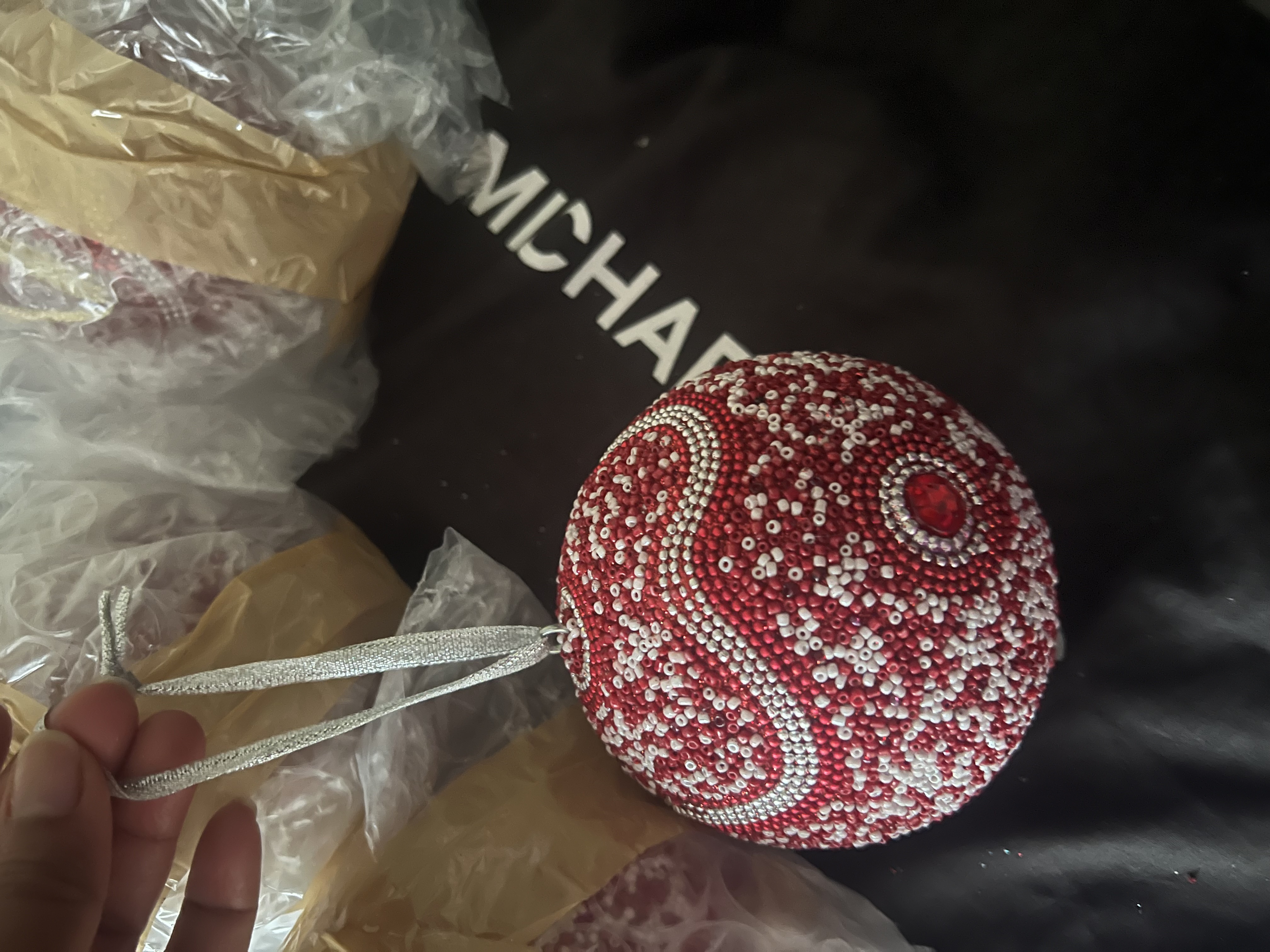 decoración y accesorios - Bolas navideñas con piedras hechas a mano