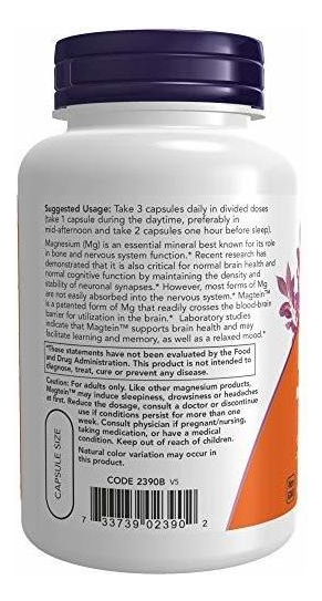 Salud y Equipamiento Médico - Magtein De Now, 90 Capsulas Veg 1