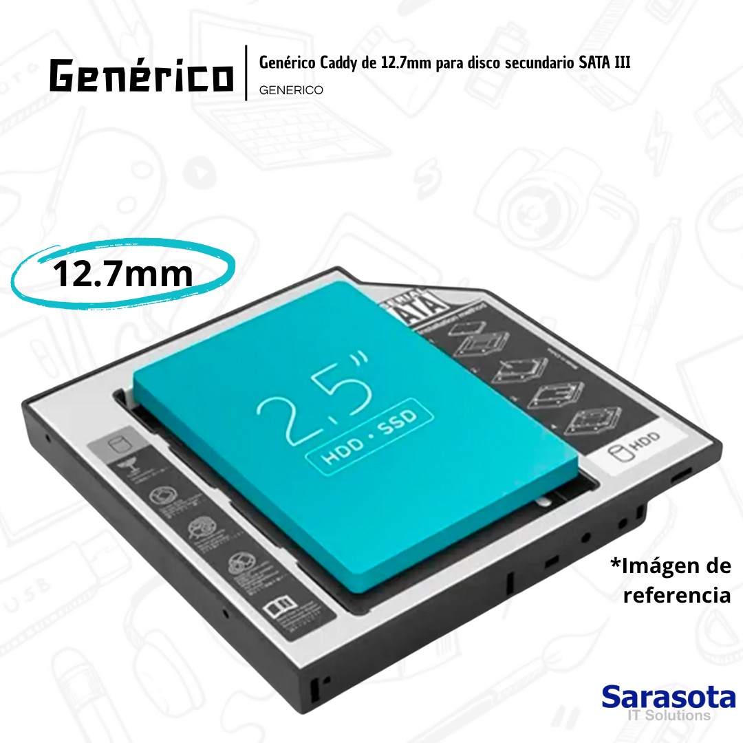 accesorios para electronica - Caddy Adaptador Disco Duro para Laptop SATA 12.7mm 1