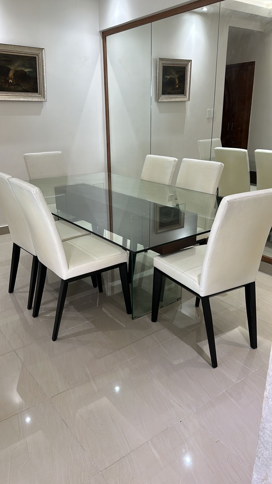 muebles y colchones - Vendo Comedor con tope de cristal y madera 2