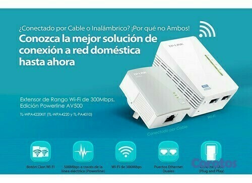 computadoras y laptops - POWERLINE TP-LINK TL-WPA4220KIT, ACCESS POINT TL-WPA4220, 2.4GHZ/300MBPS, 2 PUER 2