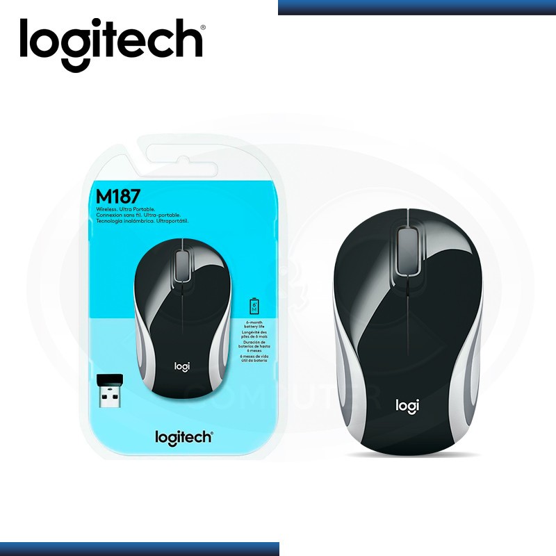 computadoras y laptops - MOUSE LOGITECH M187 INALAMBRICO MINI OPTICO NEGRO,USB NANO RECEIVER - SMART SLEE 2