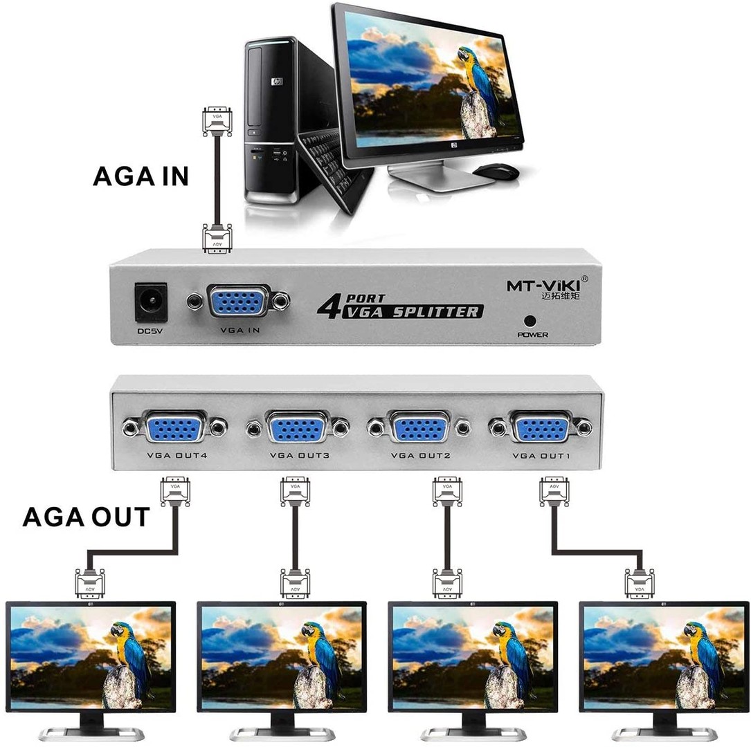otros electronicos - Interruptor Splitter para monitores  VGA  1 en 4 puertos de vídeo 3