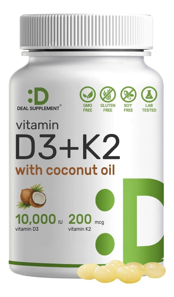 Salud y Equipamiento Médico - Vitamina D3 K2 10000 Ui Corazon Huesos Dientes 180 Capsulas