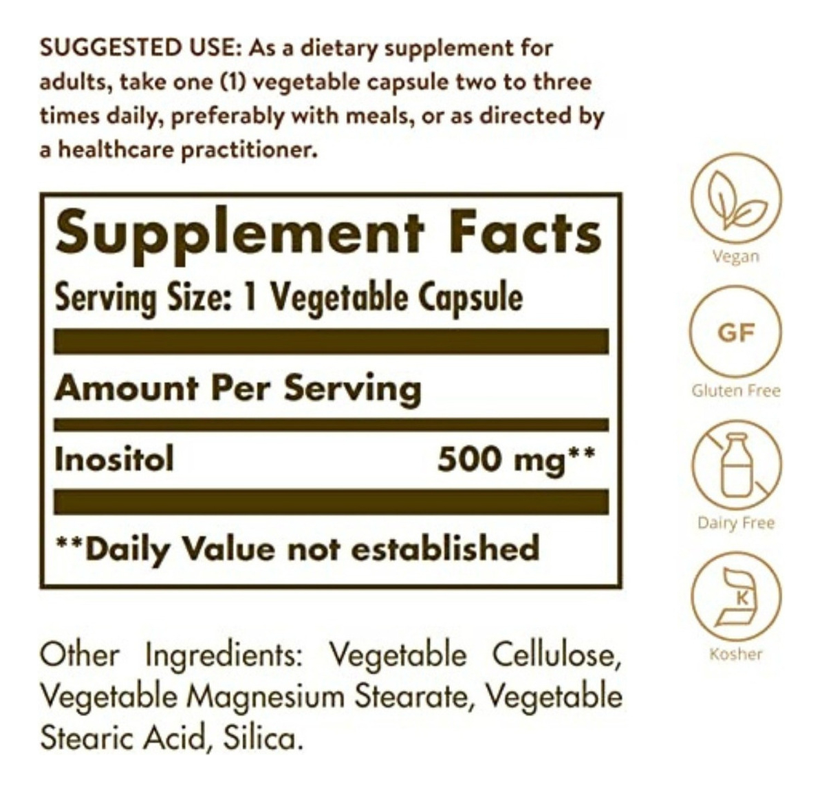 Salud y Equipamiento Médico - Inositol 500 Mg - Solgar 1