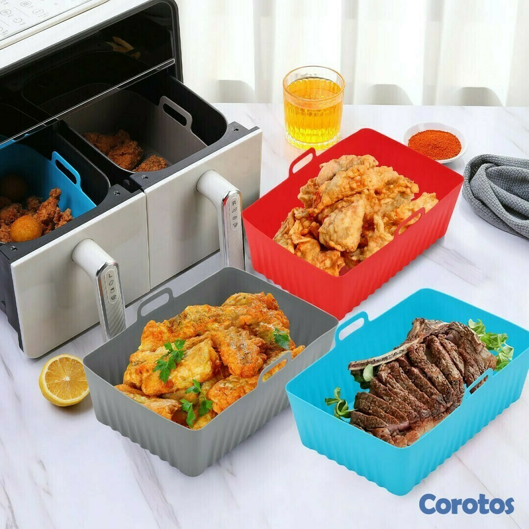 cocina - Cesta Molde de silicon cuadrado resistente al calor para freidora 1