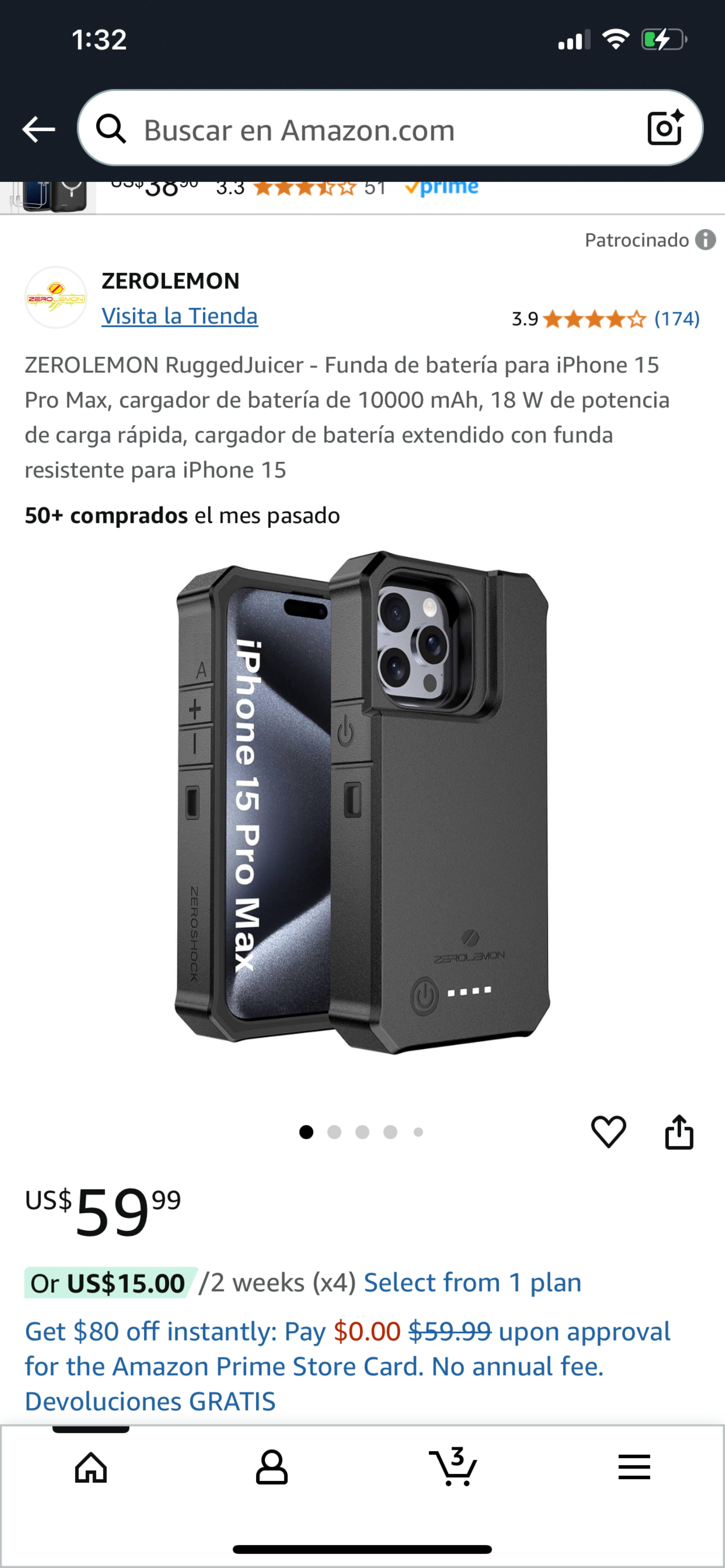 celulares y tabletas - Cover cargador de súper potencia iPhone 15  0