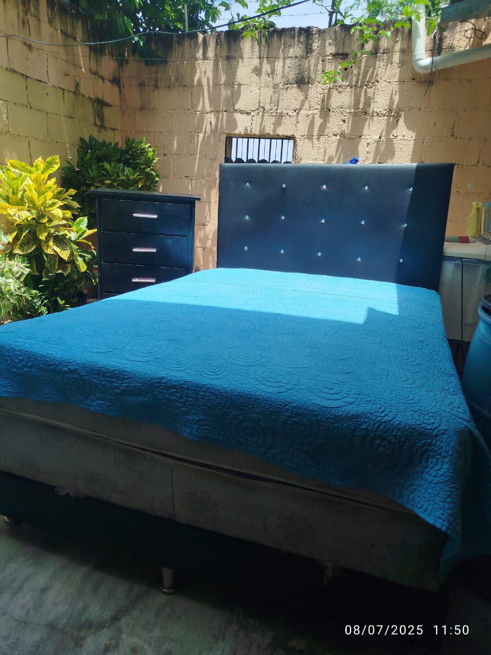 muebles y colchones - Juego de Cama Queen pillow top con biuro 5 gabetas