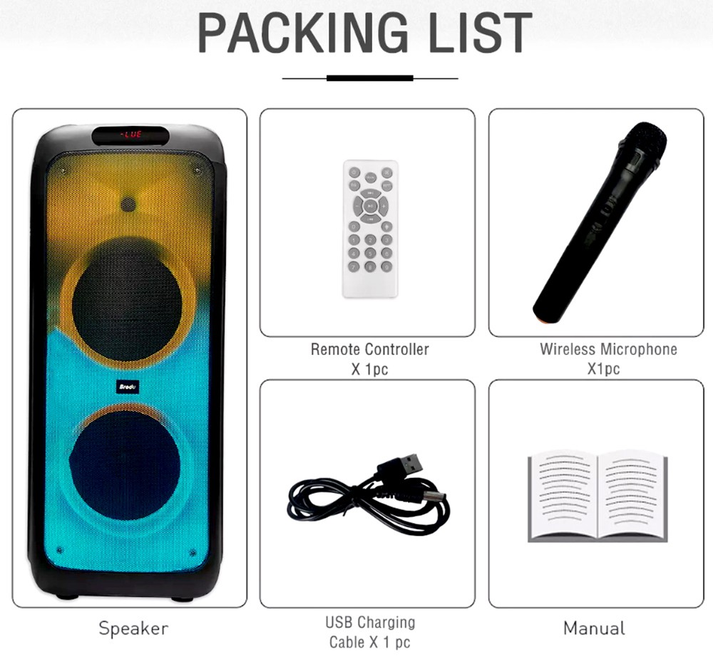 otros electronicos - Bocina Portátil 10" Con Bluetooth radio FM lector USB y micro SD Con Luz RGB BTS 4