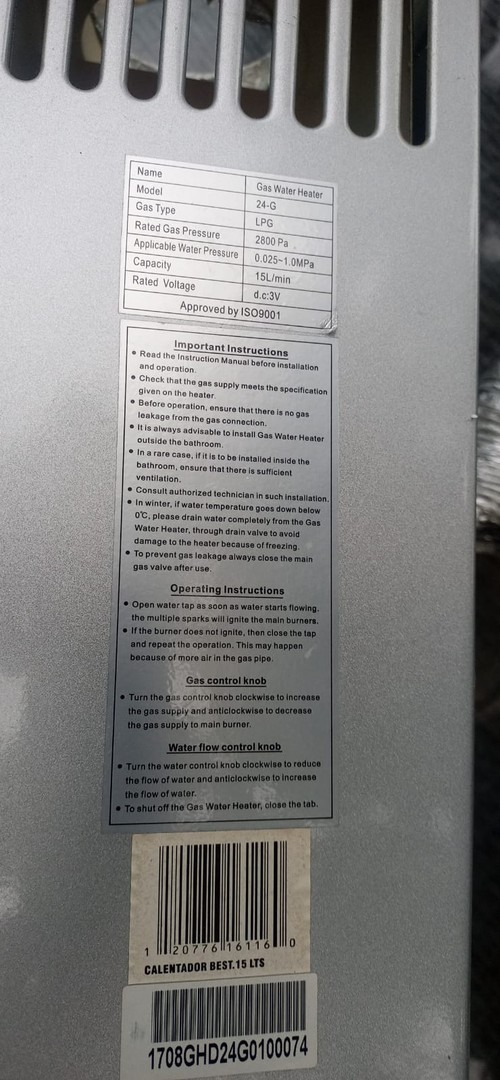 electrodomesticos - CALENTADOR DE GAS MARCA BEST DE 15 LTS POR MIN. 4