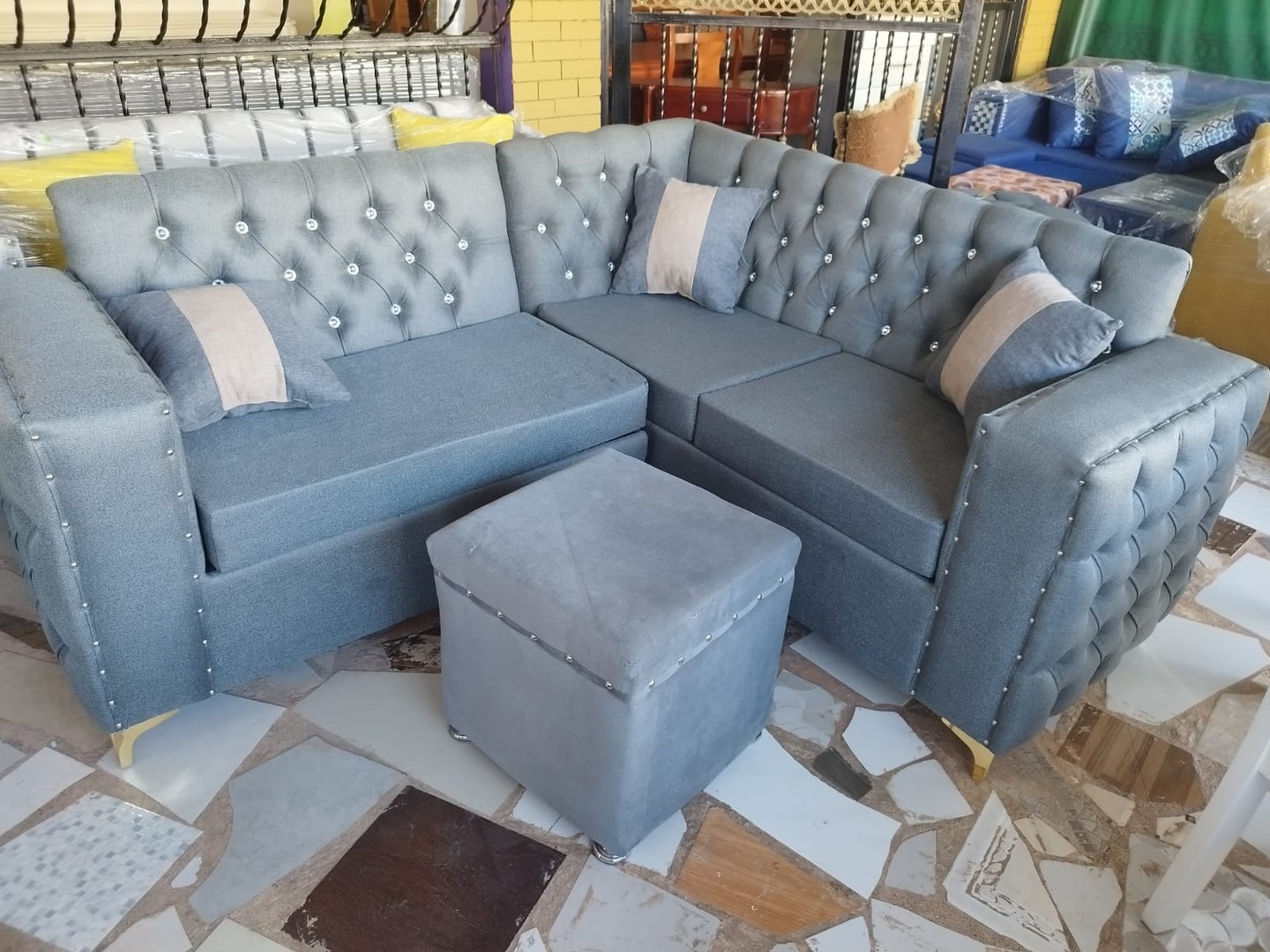 muebles y colchones - mueble sofa capitoniado moderno 2
