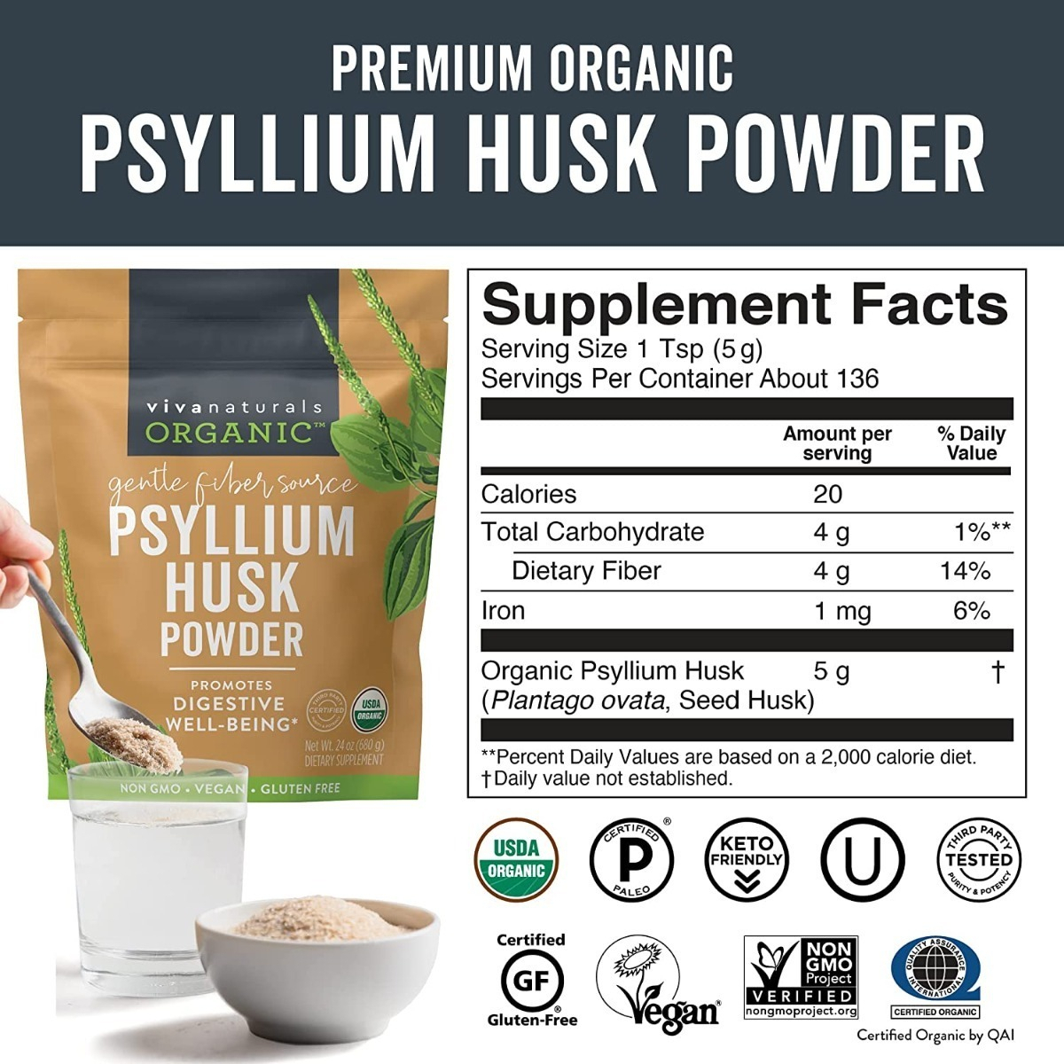 Salud y Equipamiento Médico - Psyllium Polvo Viva Naturals 1