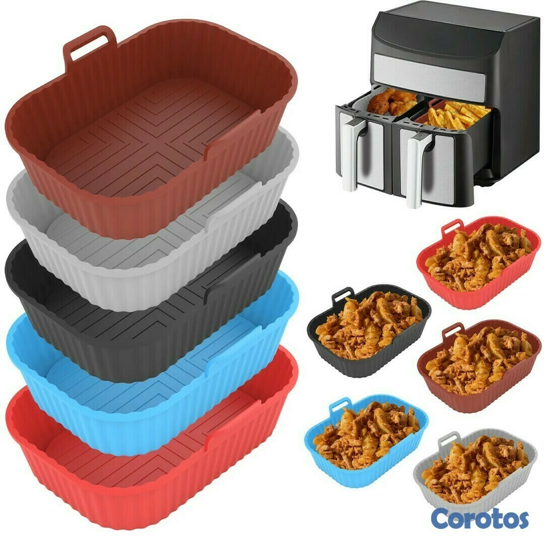 cocina - Cesta Molde de silicon cuadrado resistente al calor para freidora 2