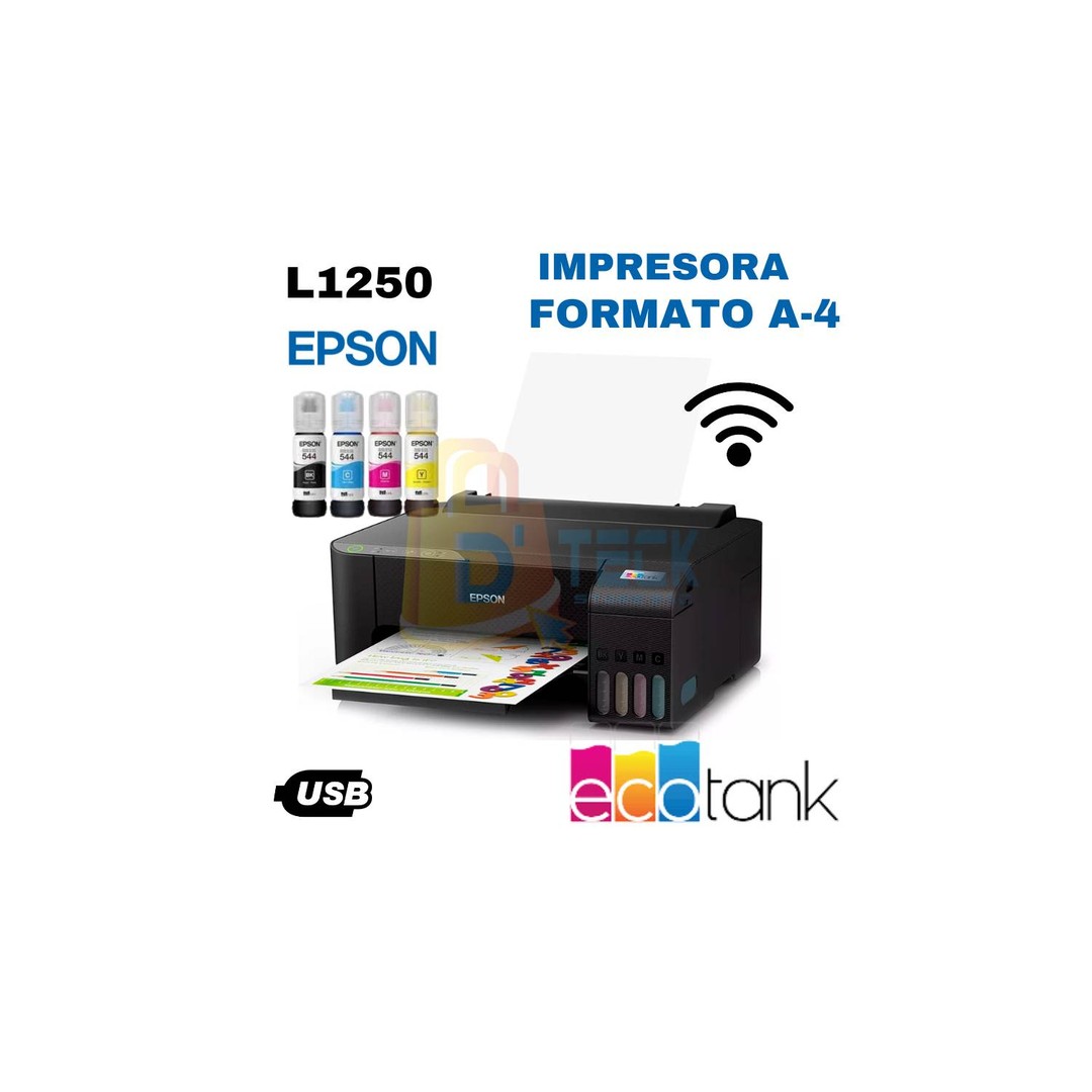 impresoras y scanners - MPRESORA EPSON ECOTANK L1250 SOLO IMPRESION, SISTEMA DE TINTA CONTINUA (CMYK) 1