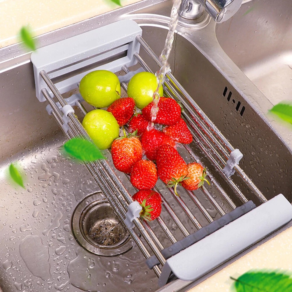 cocina - Escurridor retráctil fregadero de cocina, ajustable, acero inoxidable lavaplatos 1